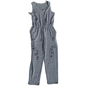 I Joah gray de stressed sleeveless jumpsuit romper